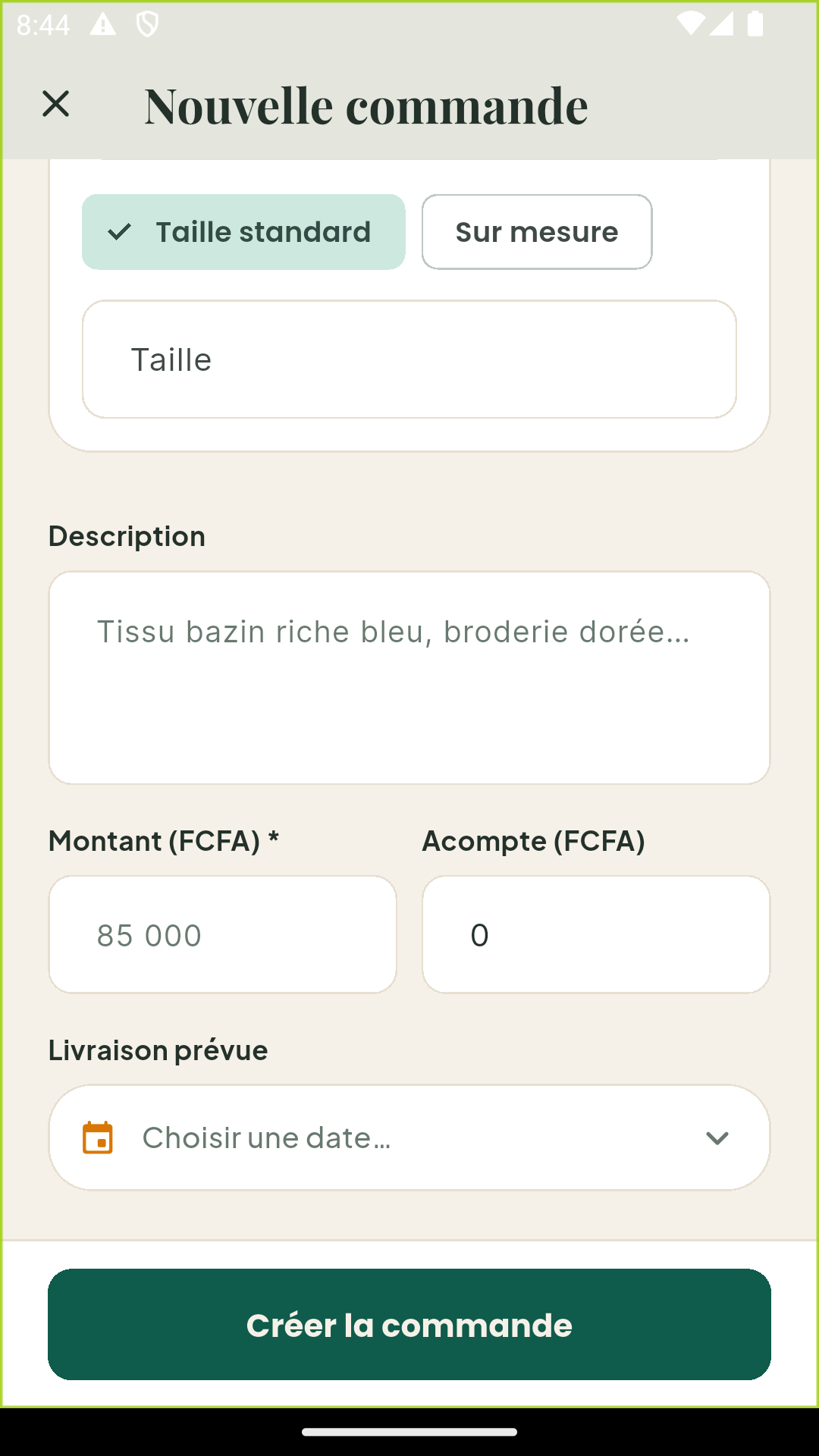 Montant et vêtements
